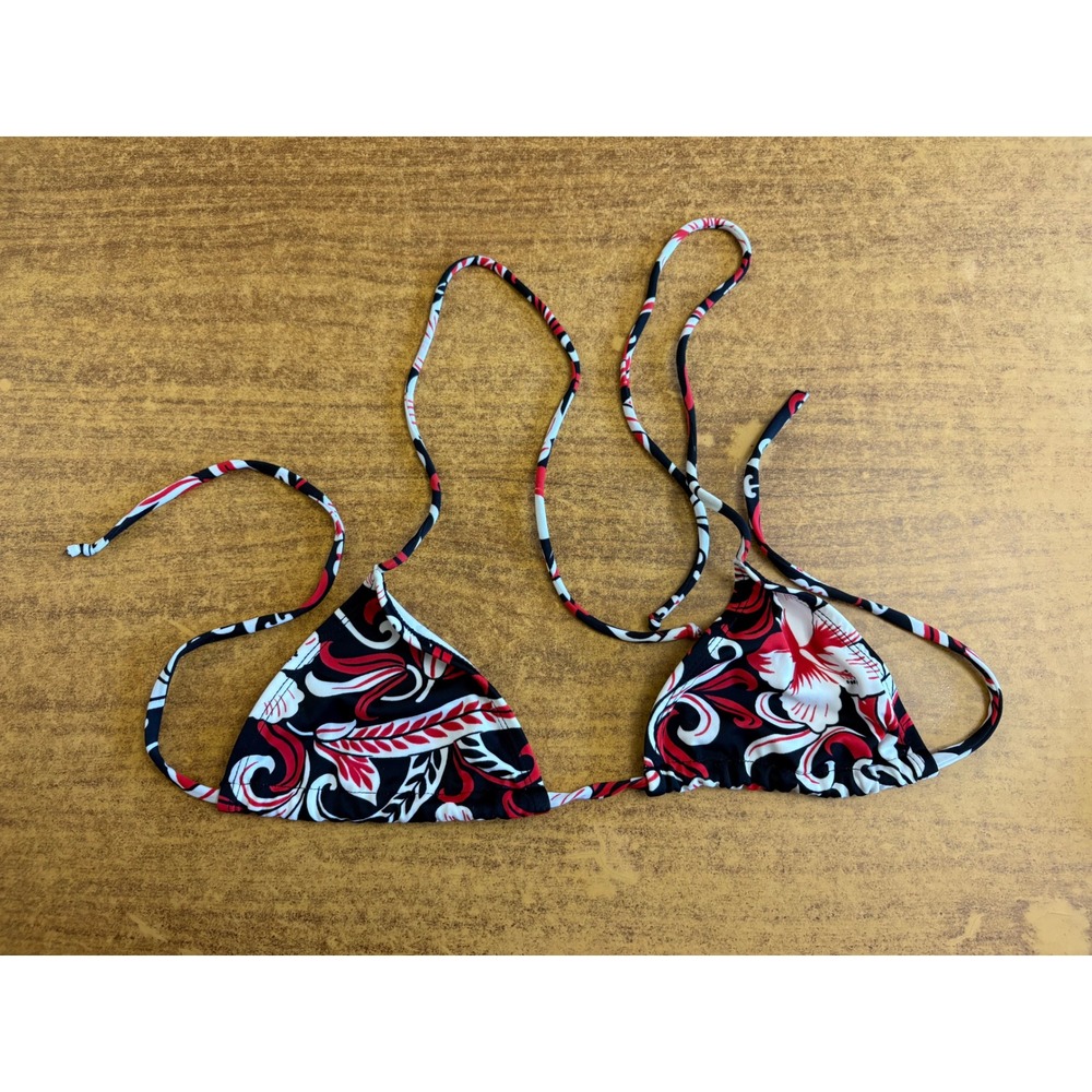 OndadeMar Womens Red Black Floral Triangle Bikini Top Swim Size‎ 6
